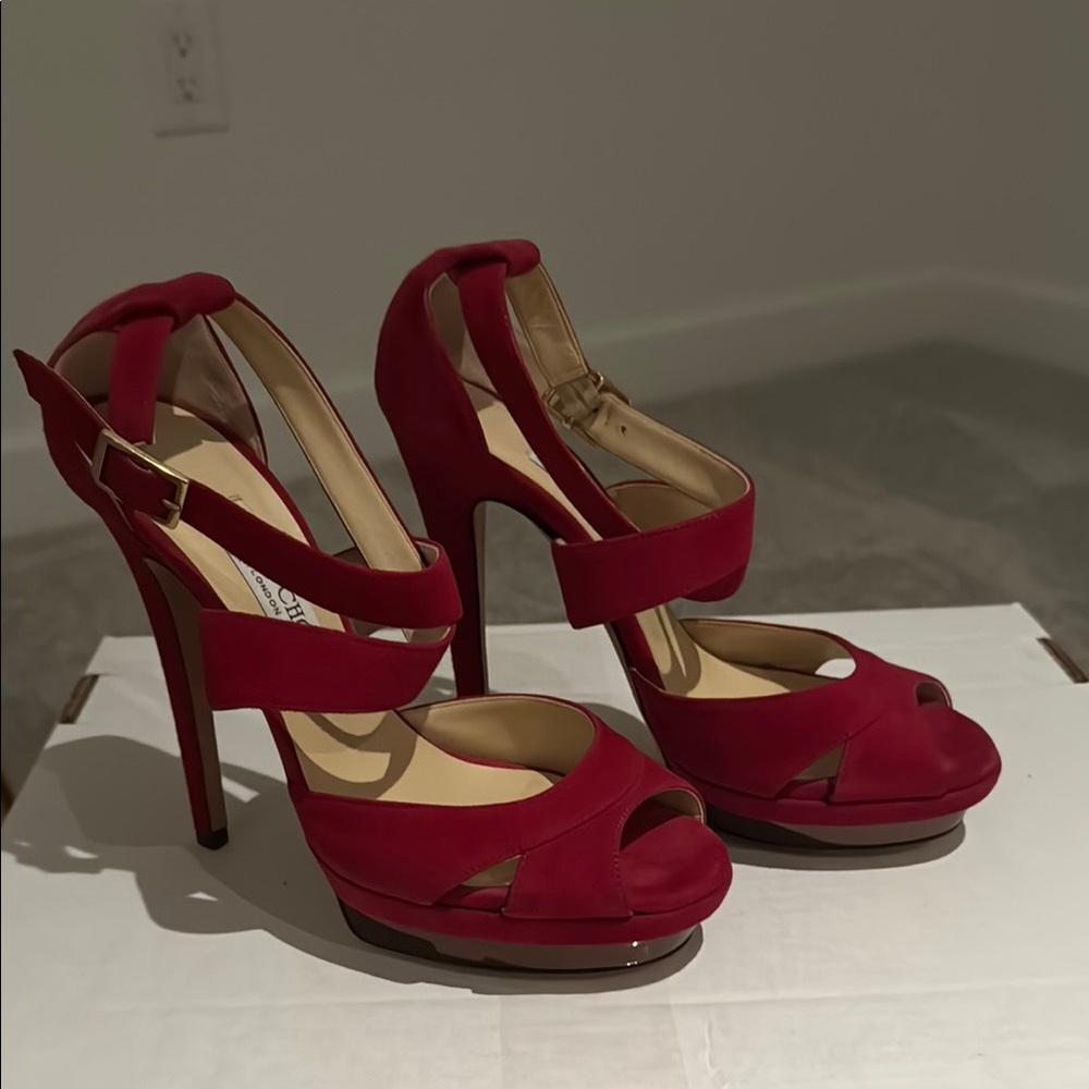 Jimmy Choo Elegant Red High Heel Sandals